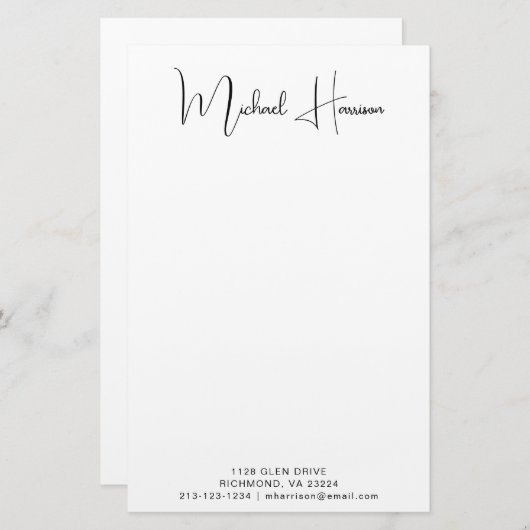 Modernes Signature-Script-Monogramm Personalisiert Briefpapier (Vorne/Hinten)