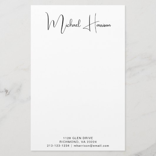 Modernes Signature-Script-Monogramm Personalisiert Briefpapier (Vorderseite)