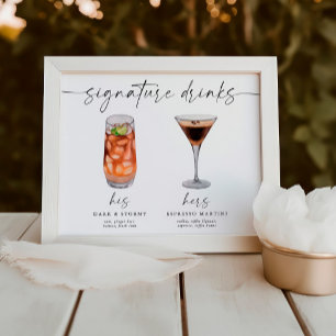 Modernes Signaturengetränk für Hochzeiten Poster