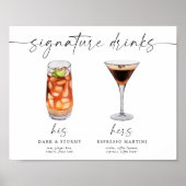 Modernes Signaturengetränk für Hochzeiten Poster (Vorne)