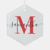 Modernes Signaturrotes Monogramm Ornament Aus Glas (Vorderseite)