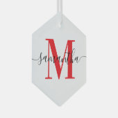 Modernes Signaturrotes Monogramm Ornament Aus Glas (Vorderseite Rechts)