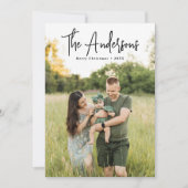 Modernes Signaturskript Grünes Kariertes Foto Feiertagskarte (Vorderseite)