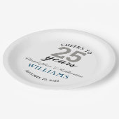 Modernes Silber 25. Hochzeitstag Pappteller (Schrägansicht)
