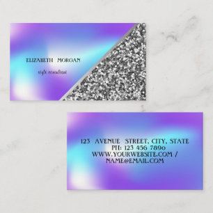 Modernes Silber Glitter, Geometrisch, Ombre Hologr Visitenkarte