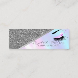Modernes Silber-Glitter, Holografische falsche Wim Mini Visitenkarte