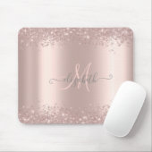 Modernes Silber-Glitzer-Staub-Rose Gold Monogramm Mousepad (Mit Mouse)