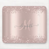 Modernes Silber-Glitzer-Staub-Rose Gold Monogramm Mousepad (Vorne)