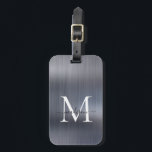 Modernes Silber-Grau-Pinsel-Monogramm Gepäckanhänger<br><div class="desc">Modernes,  silbergraues,  robustes Monogramm Niedliches Bag-Tag</div>