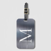 Modernes Silber-Grau-Pinsel-Monogramm-Skript Gepäckanhänger (Vorderseite Vertikal)