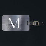 Modernes Silber-Grau-Pinsel-Monogramm-Skript Gepäckanhänger<br><div class="desc">Modernes silbergraues,  robustes Monogramm Niedliches Bag-Tag</div>