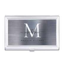Modernes Silber-Grau-Pinsel-Monogramm-Skript