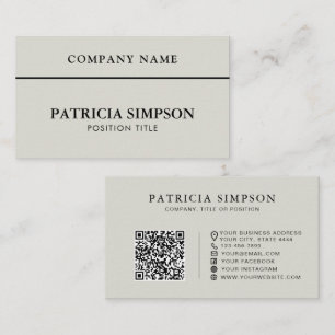 Modernes Silber-Grau QR-Code Professionell Minimal Visitenkarte