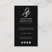 Modernes Silber Skorpion-Barbier-Shop-Logo Qr Code Visitenkarte (Rückseite)