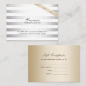 Modernes Silber Stripes mollige Geschenkgutscheine Rabattkarte (Vorne/Hinten)