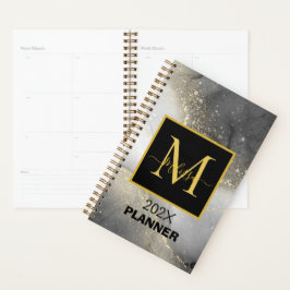 Modernes Silber- und Gold-Monogramm Planer