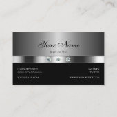 Modernes Silber und Schwarz mit hellen Imitaten Di Visitenkarte (Rückseite)