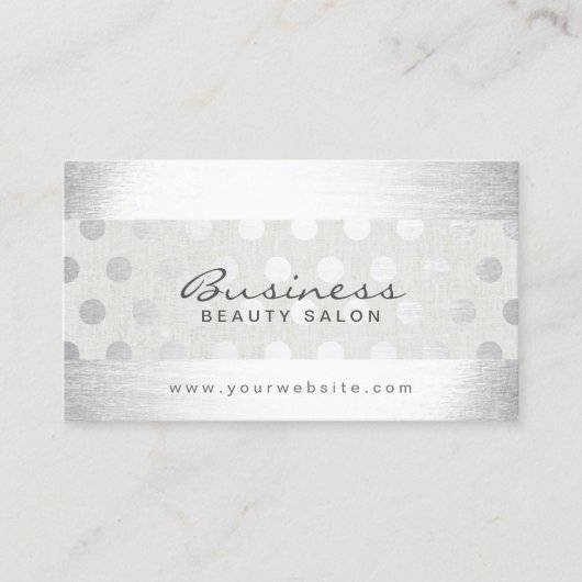 Modernes Silberdots Schönheitssalon Ernennung Terminkarte (Vorderseite)