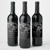 Modernes silberes Blumenweinlabel Weinetikett (Flaschen)