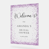 Modernes, silberes und Lila Willkommen Acrylschild (Winkel)