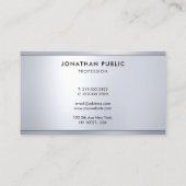 Modernes silberfarbenes Metallic-Look Elegante Coo Visitenkarte (Rückseite)