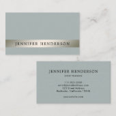 Modernes, silbergestreiftes, staubblaues beruflich visitenkarte (Vorne/Hinten)
