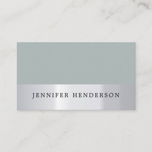 Modernes, silbergestreiftes, staubblaues beruflich visitenkarte (Vorderseite)