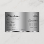 Modernes Silberglamourös mit Beruflichen Logos Visitenkarte (Rückseite)