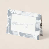 Modernes Silberlemons & Foliage Wedding Foto Real Folienkarte (Vorderseite)