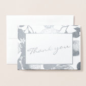 Modernes Silberlemons & Foliage Wedding Foto Real Folienkarte (Vorderseite mit Umschlag)