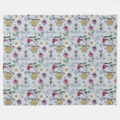 Modernes Silbernebel-Queen-Bee-Blumenmuster Fleecedecke (Vorderseite (Horizontal))