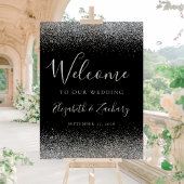 Modernes Silberner Glitzer Schwarze Hochzeit Willk Acrylschild