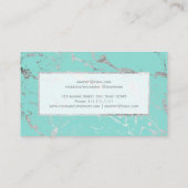 Modernes silbernes aquamarines Marmorchicmake-up Visitenkarte (Rückseite)