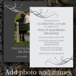 Modernes Silbernes Foto zum 25. Hochzeitstag Einladung
