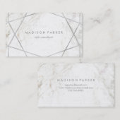 Modernes silbernes geometrisches auf weißem Marmor Visitenkarte (Vorne/Hinten)