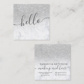 Modernes silbernes Glitter ombre weißer Marmor Quadratische Visitenkarte (Vorne/Hinten)