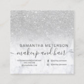 Modernes silbernes Glitter ombre weißer Marmor Quadratische Visitenkarte (Rückseite)