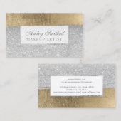 Modernes silbernes Glittergoldbrushstrokesmake-up Visitenkarte (Vorne/Hinten)