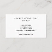 Modernes silbernes Metallweißes elegantes Visitenkarte (Rückseite)