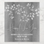 Modernes silbernes Silvester Weinetikett (Einzelnes Label)