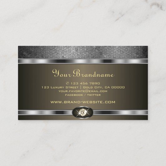 Modernes Silberschmuckdesign mit Imitaten Rhinesto Visitenkarte (Rückseite)