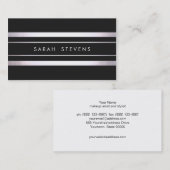 Modernes Silberschwarz gestreift Visitenkarte (Vorne/Hinten)