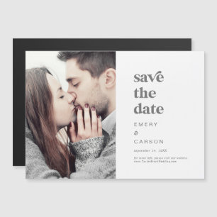Modernes Silbertypografie-Foto Save the Date Magneteinladung
