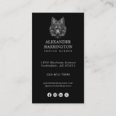 Modernes Silberwolf-Friseursalon-Logo Qr Code Visitenkarte (Rückseite)