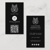 Modernes Silberwolf-Friseursalon-Logo Qr Code Visitenkarte (Vorne/Hinten)