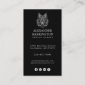 Modernes Silberwolf-Friseursalon-Logo Qr Code Visitenkarte (Rückseite)