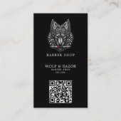 Modernes Silberwolf-Friseursalon-Logo Qr Code Visitenkarte (Vorderseite)