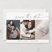 Modernes Silver 3-Fotopatalog Save the Date (Vorderseite)