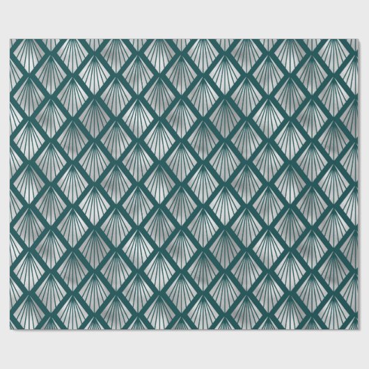 Modernes Silver Aquamarin Elegantes Design Geschenkpapier (Flach)