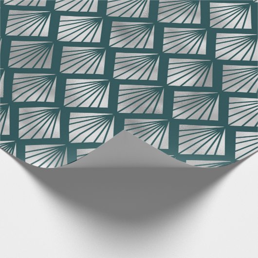 Modernes Silver Aquamarin Elegantes Design Geschenkpapier (Ecke)